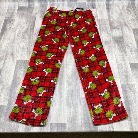 ✅ Womens XL  34 X 31 Dr Seuss' The Grinch Plaid Fleece Lounge Pants Red & Green - Picture 6 of 8